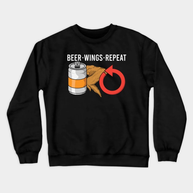 Chicken Wings Beer Repeat Fast Food Lover Gift Crewneck Sweatshirt by Dolde08